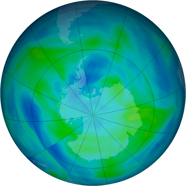 Antarctic ozone map for 02 April 2006